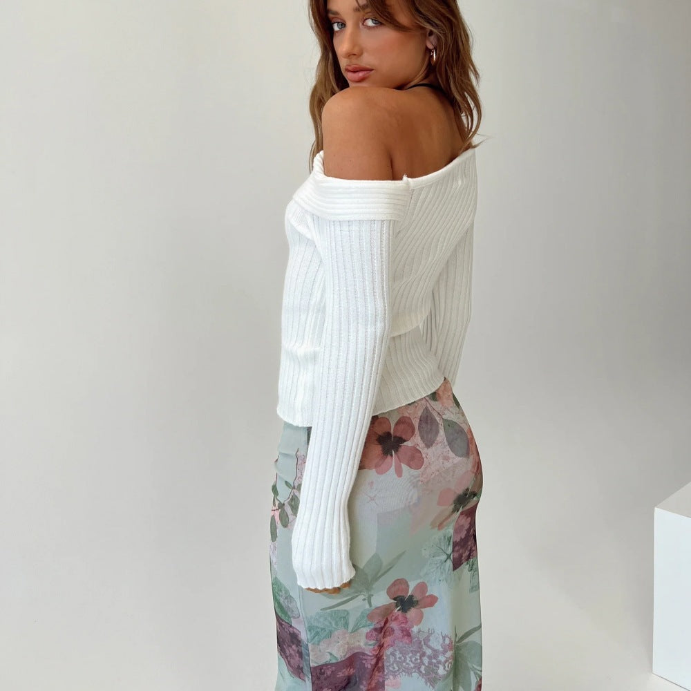 Off Shoulder RIbbed Sweater