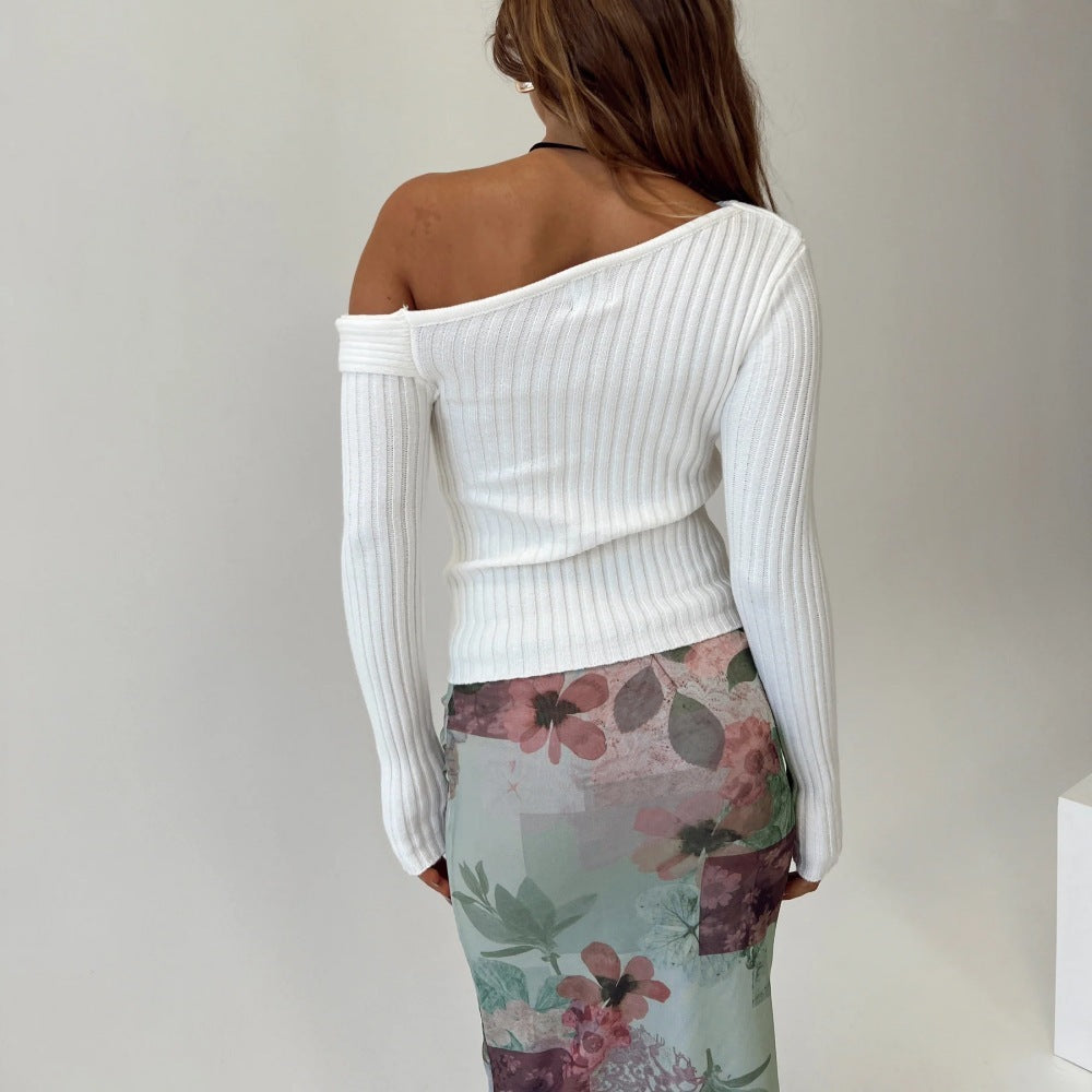 Off Shoulder RIbbed Sweater