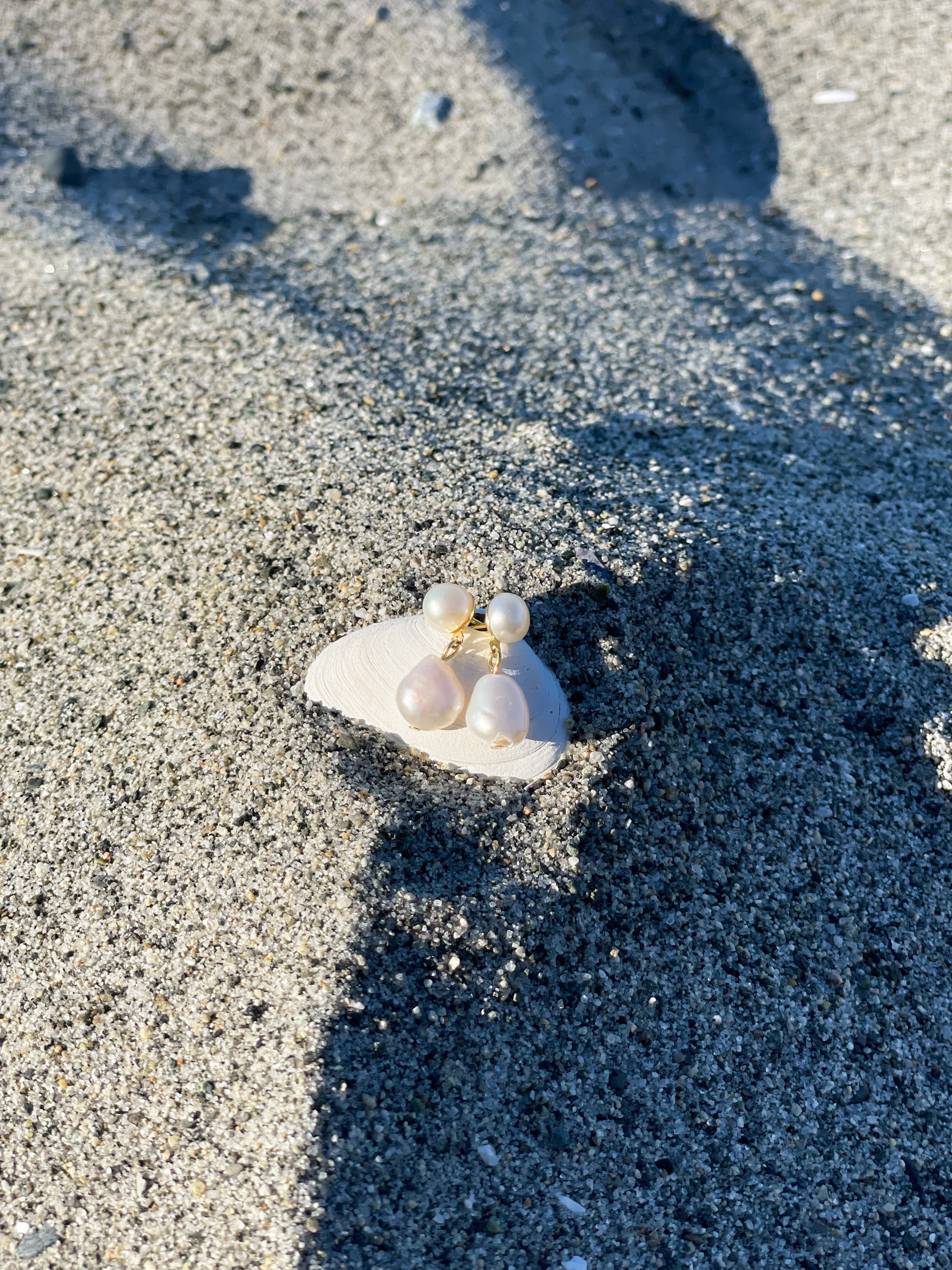 June Double Pearl Studs