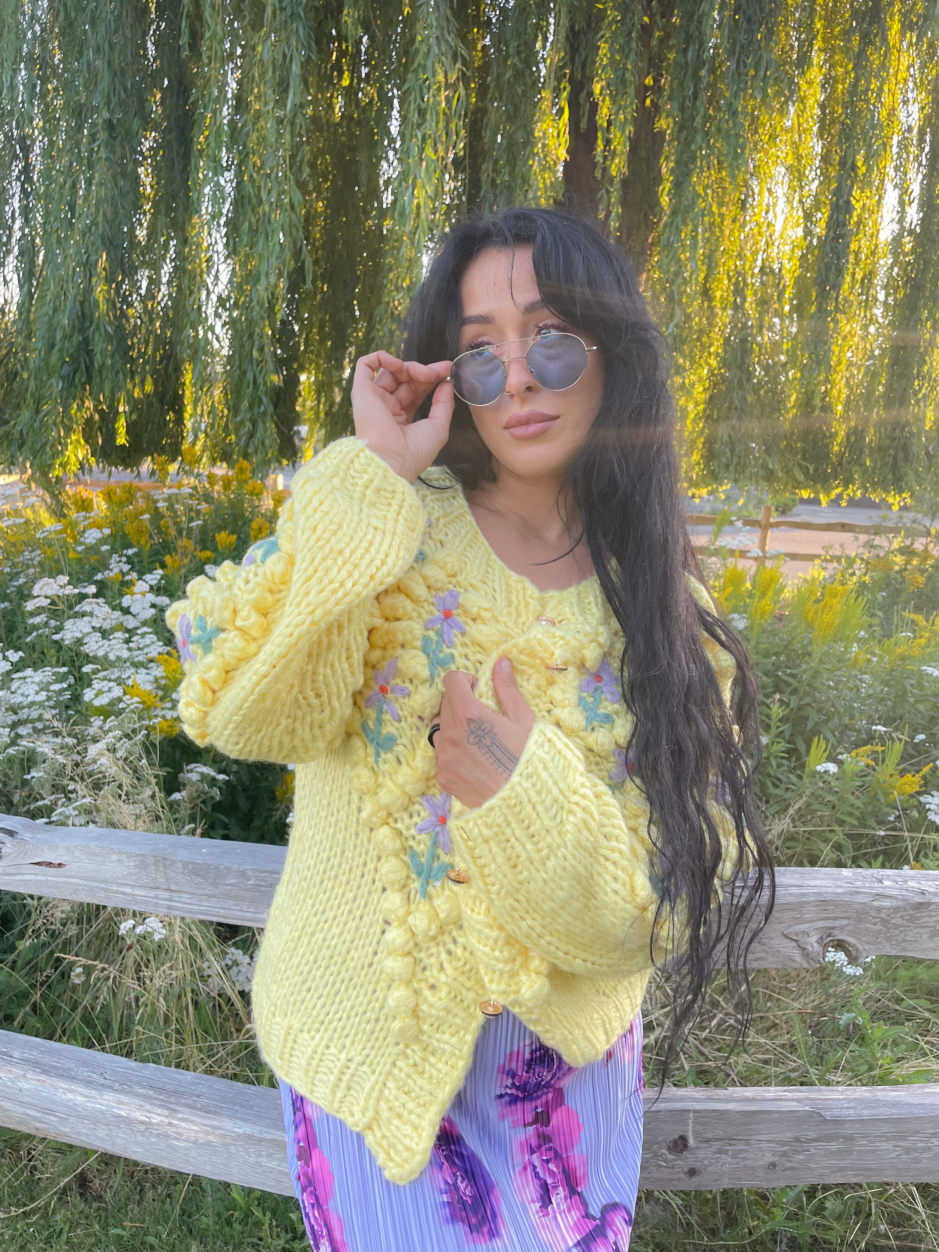 Daphne Bouquet Hand Knit Cardigan