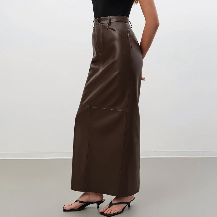 Down Under Vegan Leather Maxi Skirt