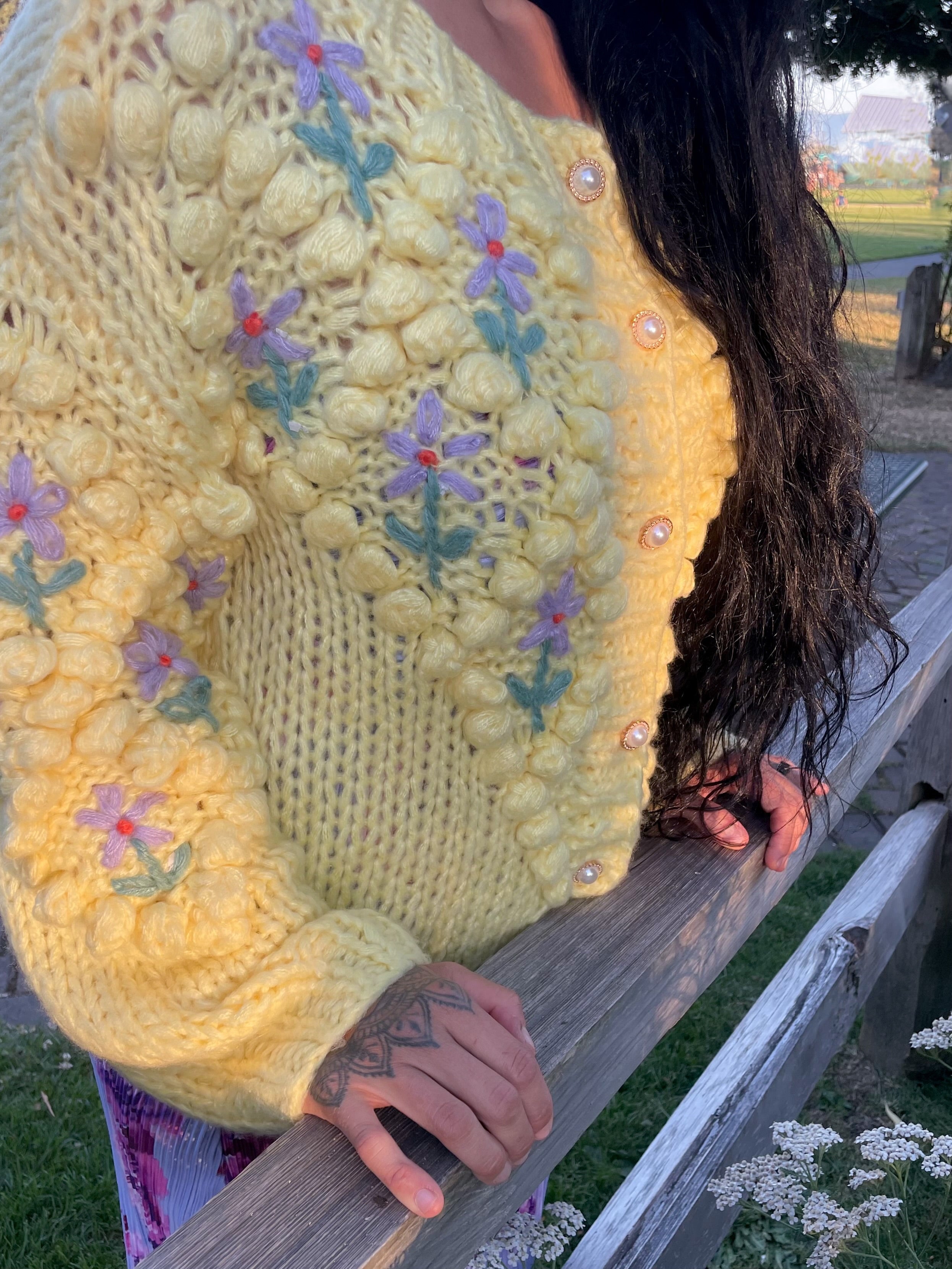 Daphne Bouquet Hand Knit Cardigan
