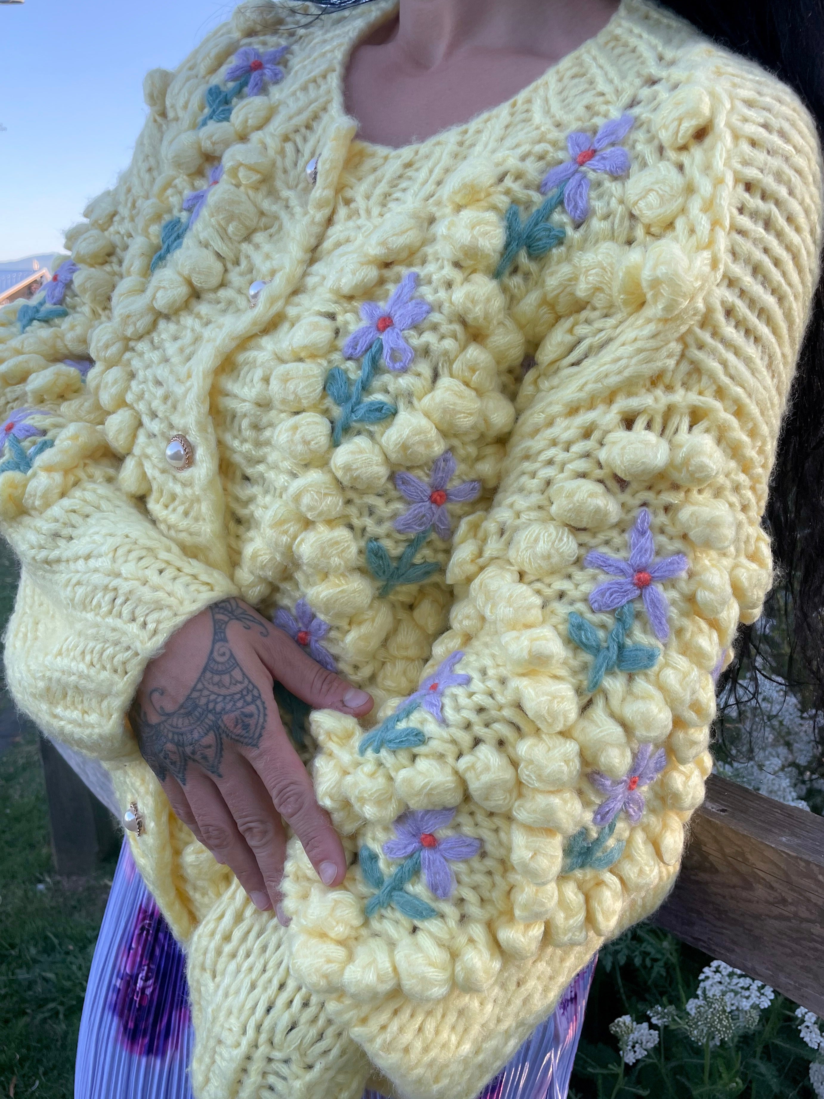 Daphne Bouquet Hand Knit Cardigan