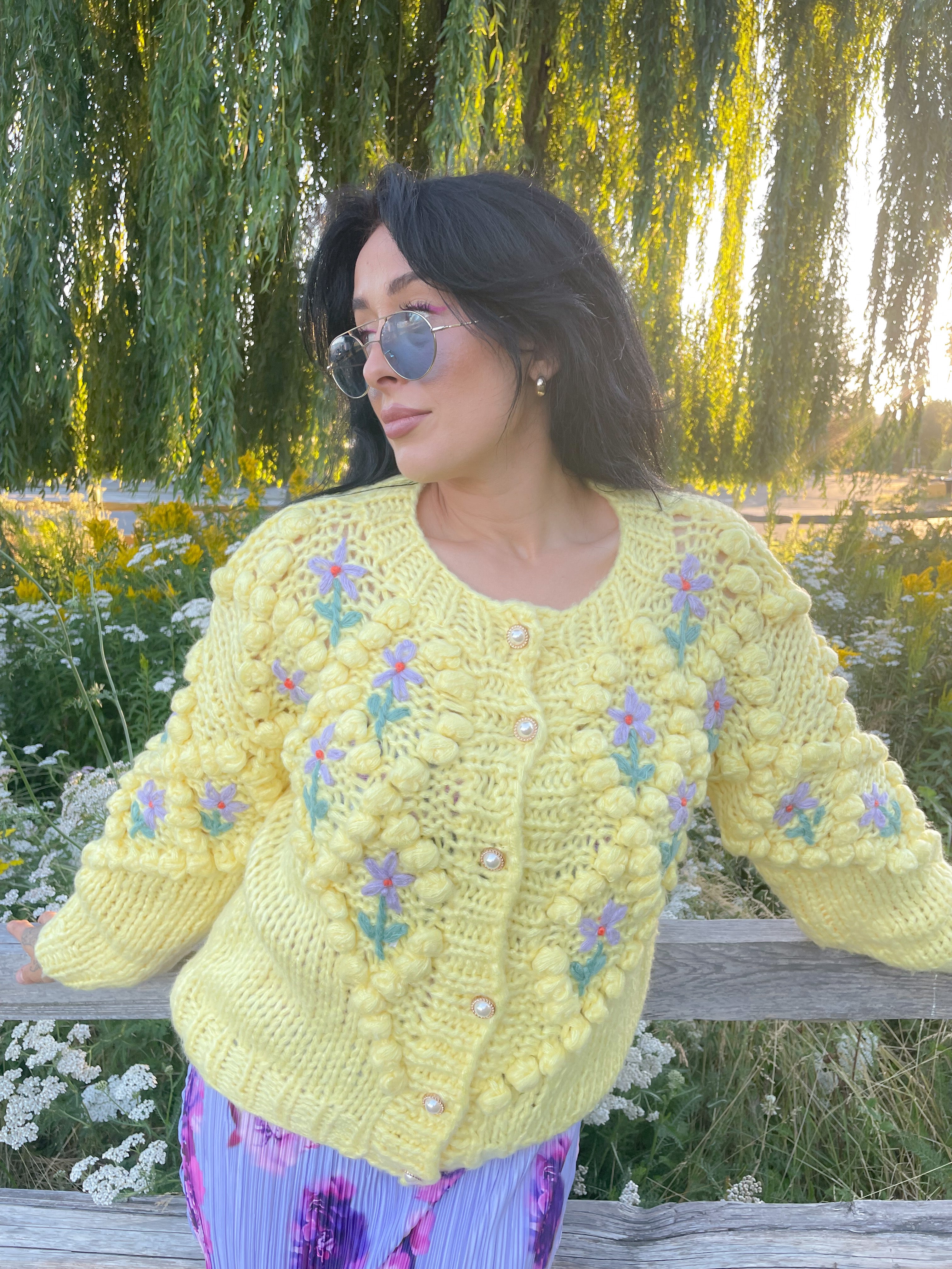 Daphne Bouquet Hand Knit Cardigan