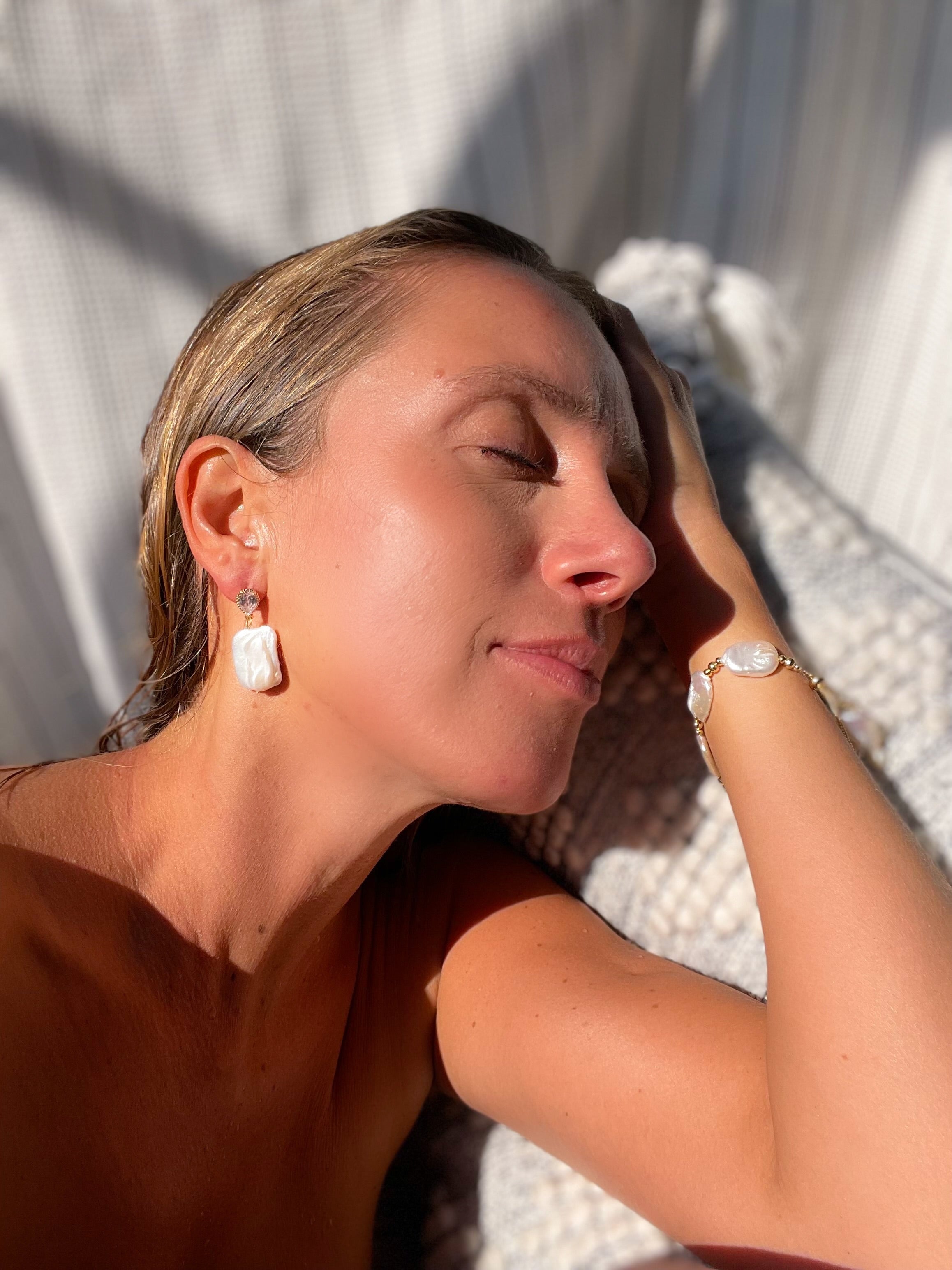 Diamond Pearl Drop Earrings