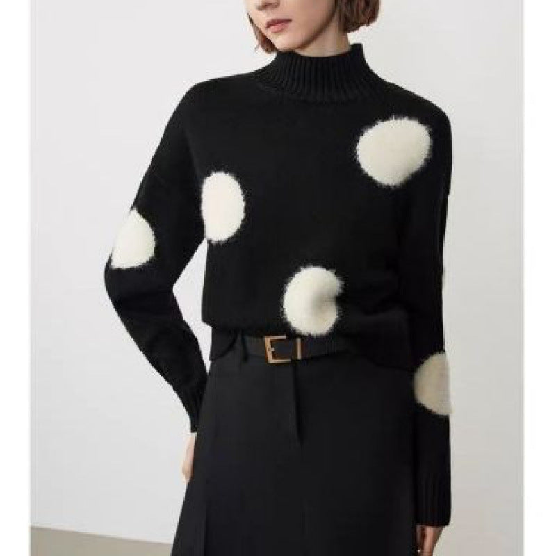 Polka Dot Turtle Neck Sweater