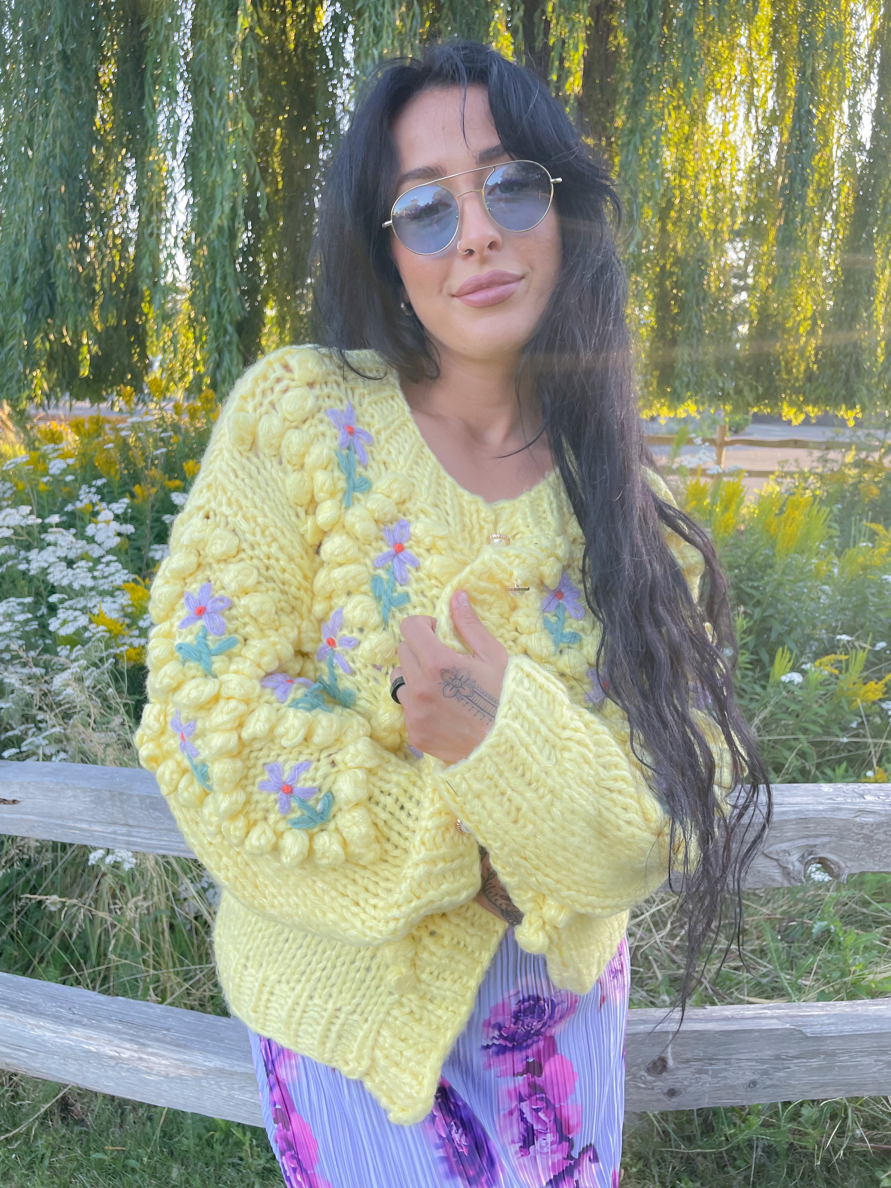 Daphne Bouquet Hand Knit Cardigan