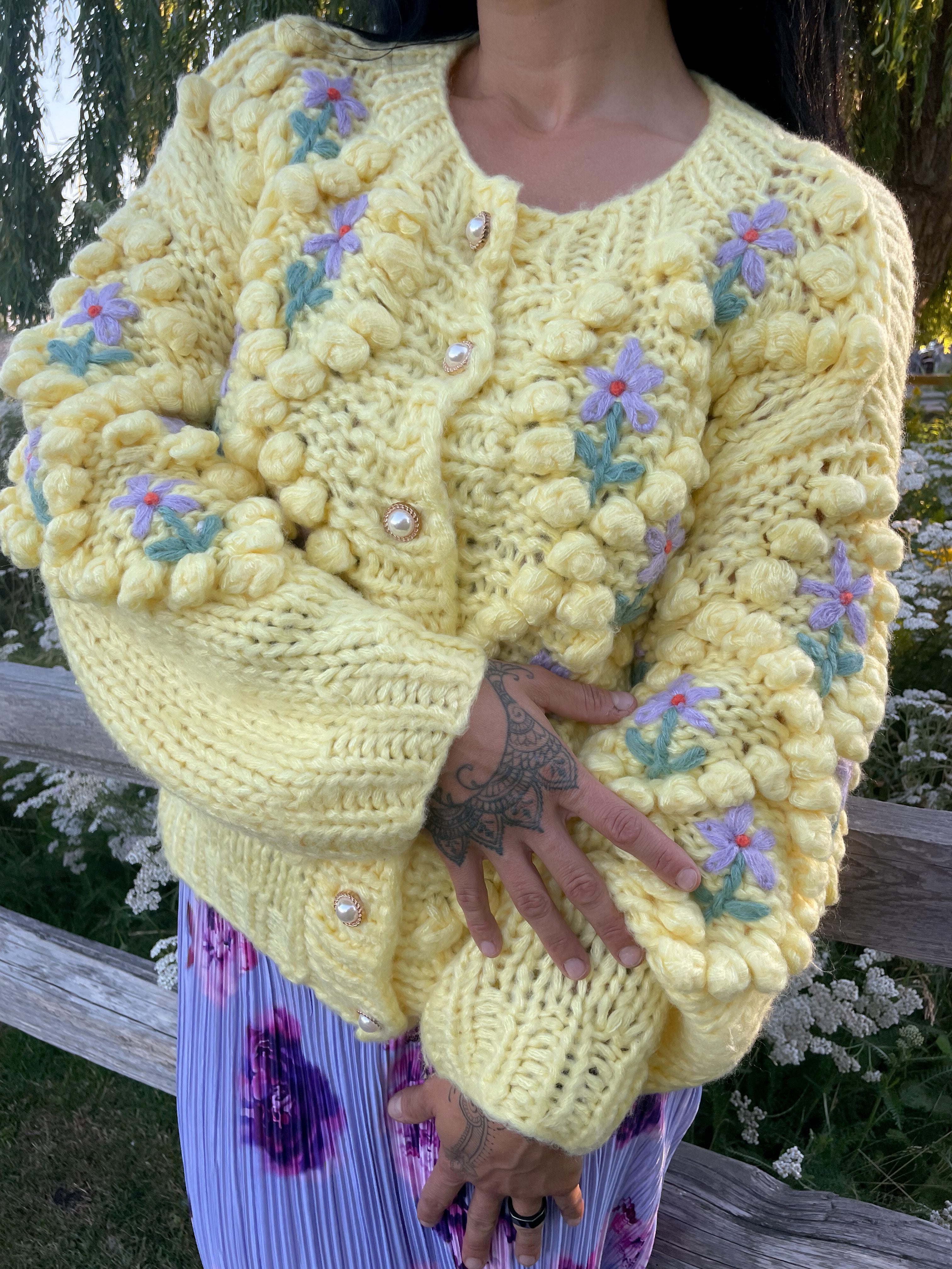 Daphne Bouquet Hand Knit Cardigan