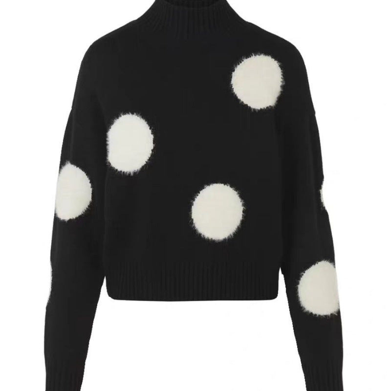 Polka Dot Turtle Neck Sweater