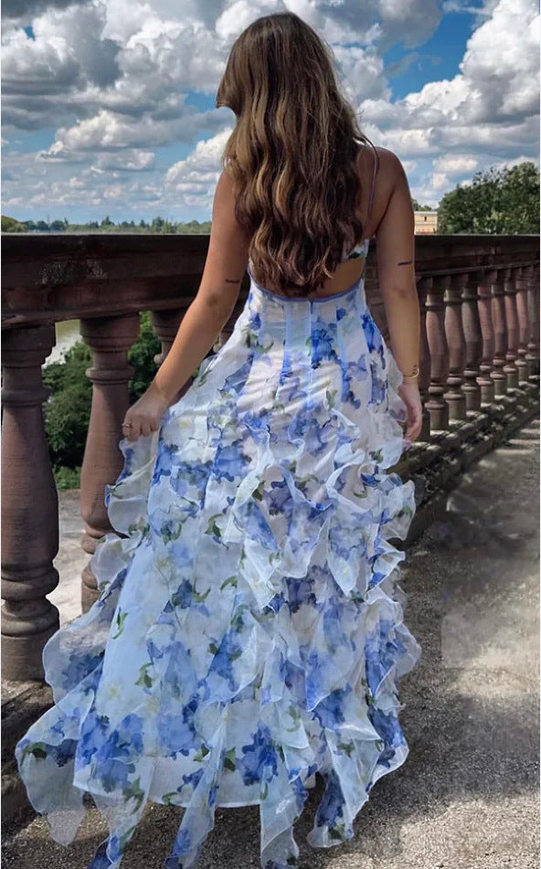 Blue Lotus Chiffon Gown