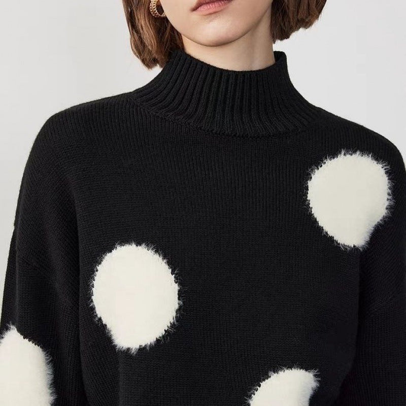 Polka Dot Turtle Neck Sweater