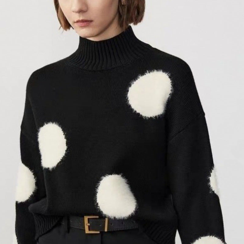 Polka Dot Turtle Neck Sweater